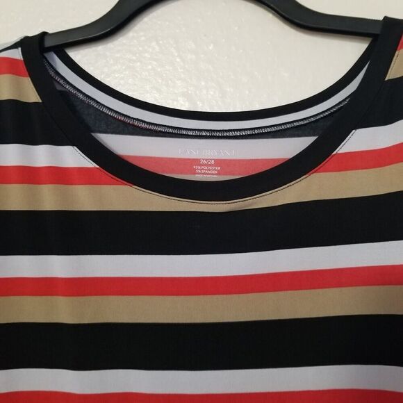 Lane Bryant Womens Blouse Striped Plus Size 26 28 Short Sleeve Crop Top - Picture 3 of 3